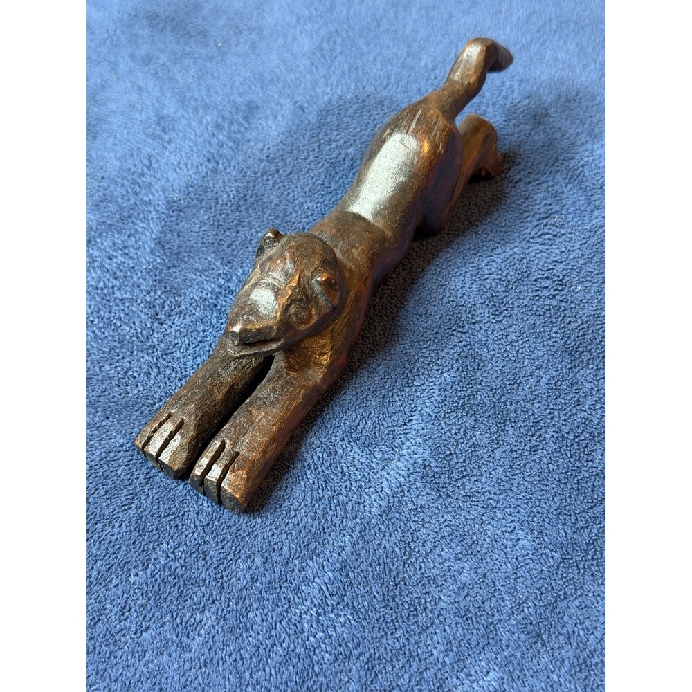 Vtg Hand Carved Guatemalan Slingshot Jaguar Rare Wood Sculpture Folk Art